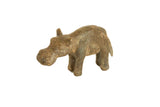 Vintage African handmade bronze hippopotamus sculpture with an aged, textured patina.