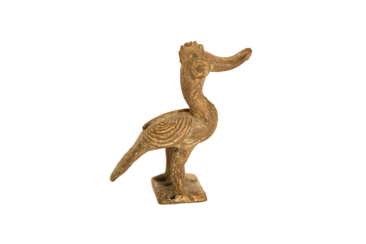 Vintage African Bronze Curved Beak Bird // ONH Item ab00630