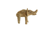 Vintage African bronze baby elephant sculpture with a rough, textured patina.