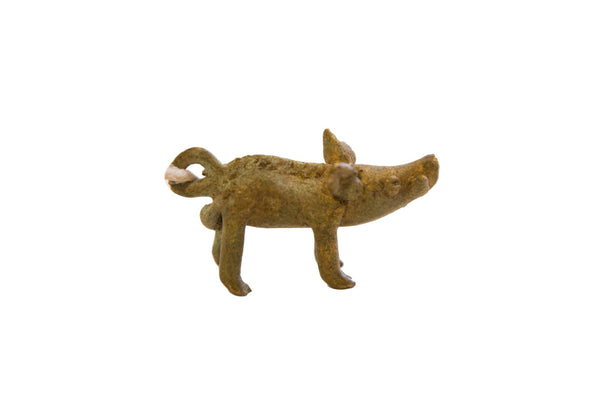 Vintage African Oxidized Bronze Boar Pendant // ONH Item ab00643