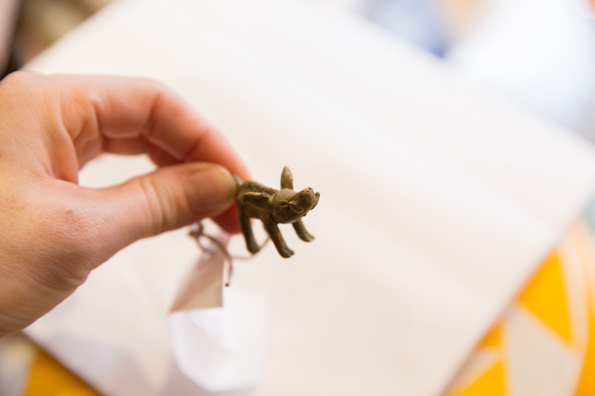 Vintage African Oxidized Bronze Boar Pendant // ONH Item ab00643 Image 1