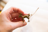 Small vintage African bronze ewe pendant held to demonstrate its scale and weathered texture.