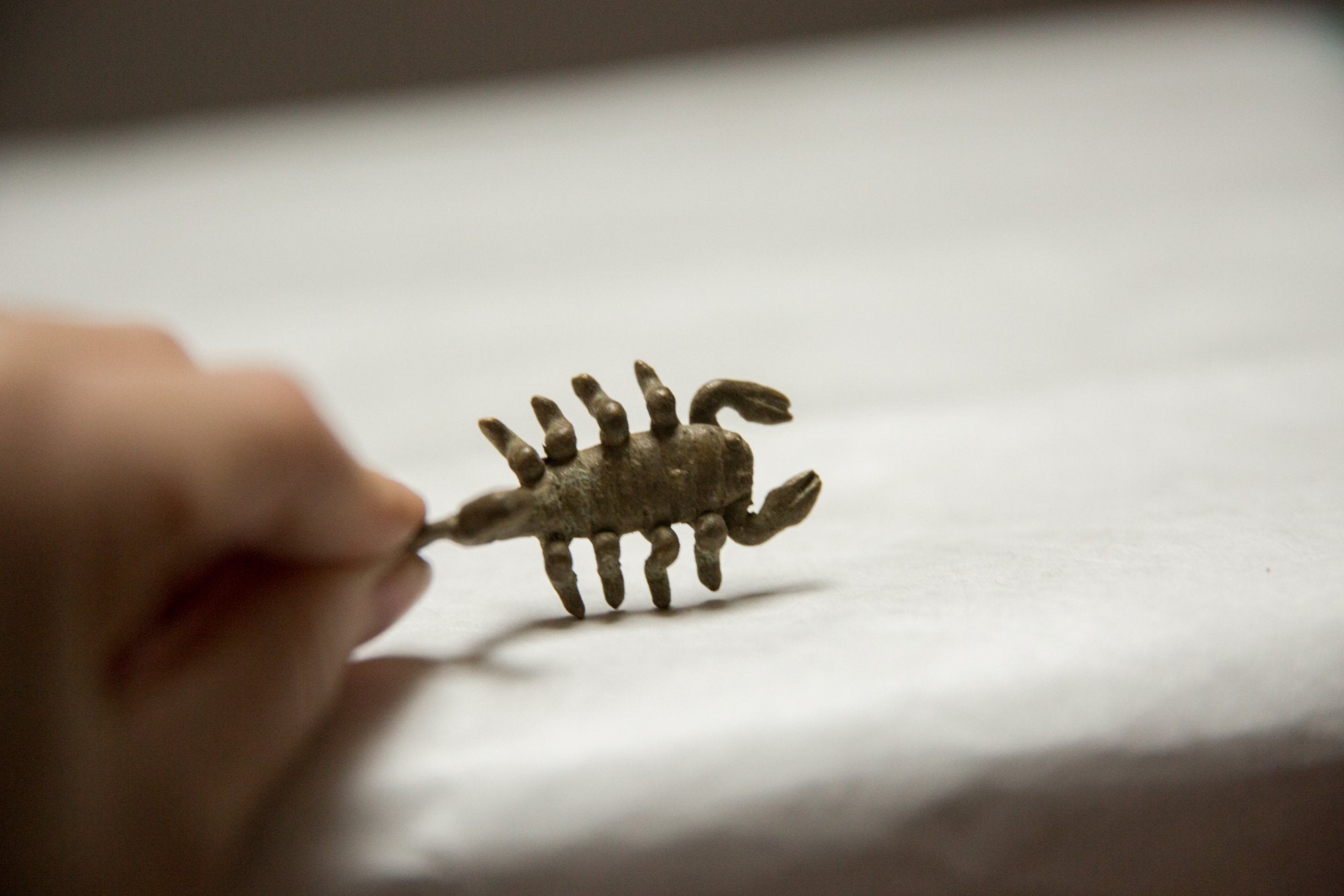 Vintage African Oxidized Bronze Scorpion Pendant // ONH Item ab00649 Image 1