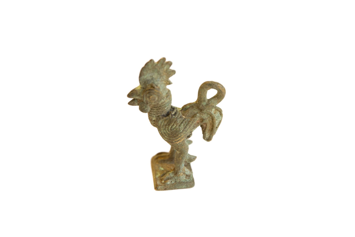 Vintage African Oxidized Bronze Rooster Pendant // ONH Item ab00650