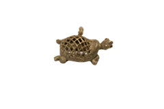 Vintage African Left Facing Bronze Mesh Design Turtle Pendant // ONH Item ab00654
