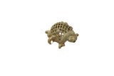 Vintage African oxidized bronze turtle pendant with a handmade criss-cross shell design.