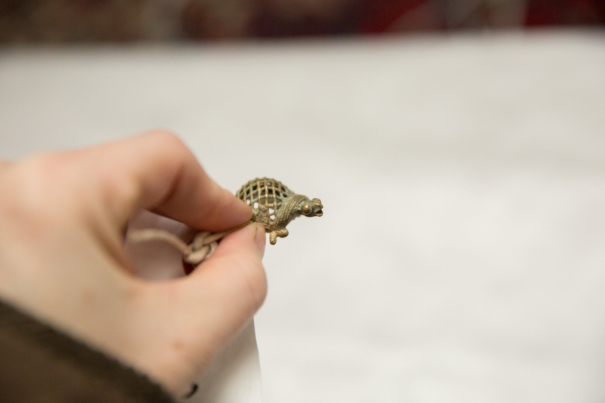 Vintage African Oxidized Bronze Criss-Cross Design Turtle Pendant // ONH Item ab00656 Image 1