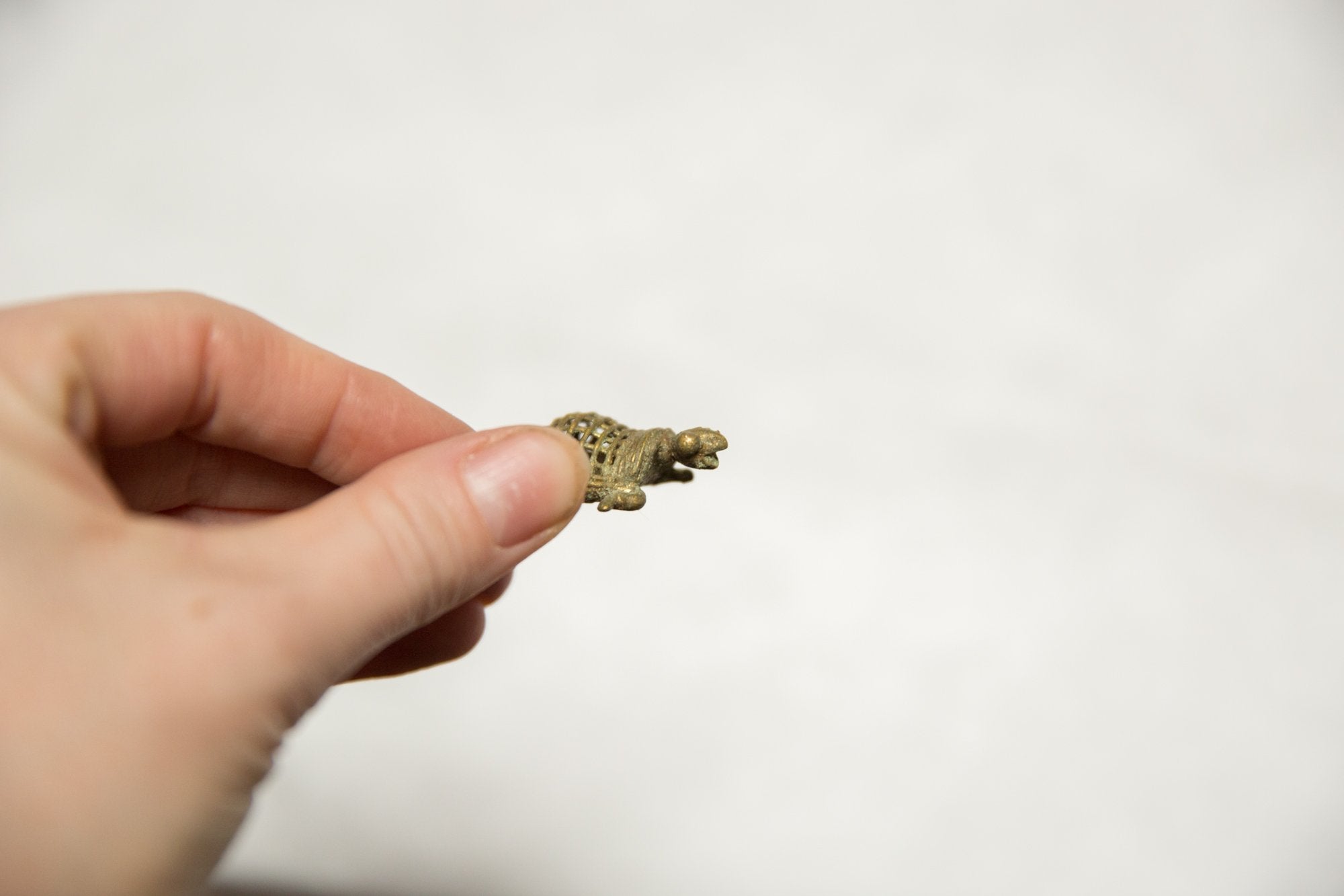 Vintage African Oxidized Bronze Mesh Design Turtle Pendant // ONH Item ab00657 Image 1