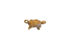 Vintage African Gold Patina Bronze Circle Back Turtle Pendant // ONH Item ab00661