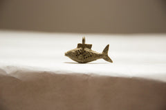 Vintage African Large Oxidized Bronze Mesh Design Fish Pendant // ONH Item ab00663 Image 2