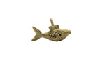 Vintage African fish pendant in oxidized bronze with a detailed mesh body design.