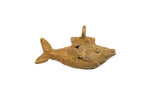 Vintage African fish pendant in oxidized bronze with a handmade wire design.