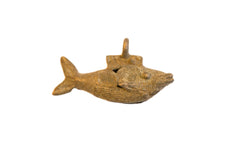 Vintage African Large Oxidized Bronze Wire Design Fish Pendant // ONH Item ab00665