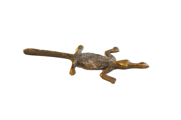 Vintage African Light Patina Bronze Black Backed Crocodile // ONH Item ab00667
