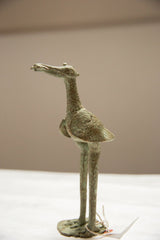 Vintage African Large Oxidized Bronze Crowned Stork with Fish // ONH Item ab00674 Image 2