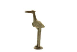Vintage African bronze stork figure with a textured, oxidized green patina.