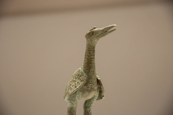 Vintage African Large Oxidized Bronze Stork // ONH Item ab00675 Image 3