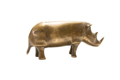 Vintage African Large Golden Patina Bronze Rhino // ONH Item ab00676