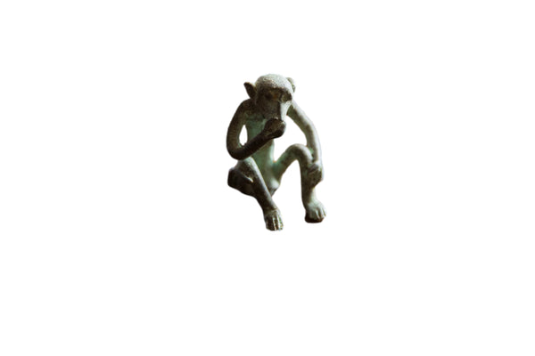 Vintage African Oxidized Bronze Sitting "Speak No Evil" Monkey // ONH Item ab00681