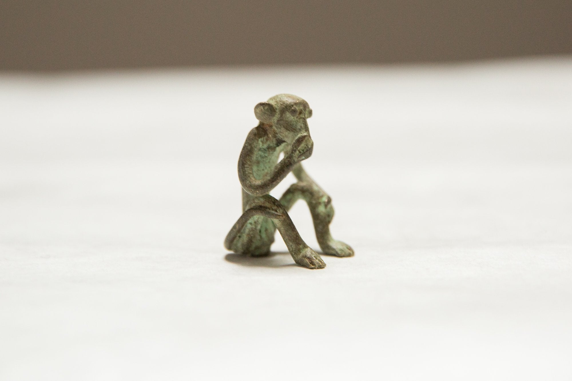 Vintage African Oxidized Bronze Sitting "Speak No Evil" Monkey // ONH Item ab00681