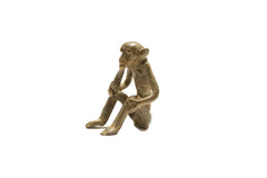 Vintage African Bronze Sitting Monkey Eating Banana // ONH Item ab00682
