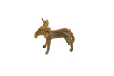 Vintage African Bronze Ram Eating Leaf sculpture with aged patina.