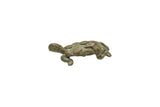 Vintage African oxidized bronze turtle sculpture with a textured, imperfect back.