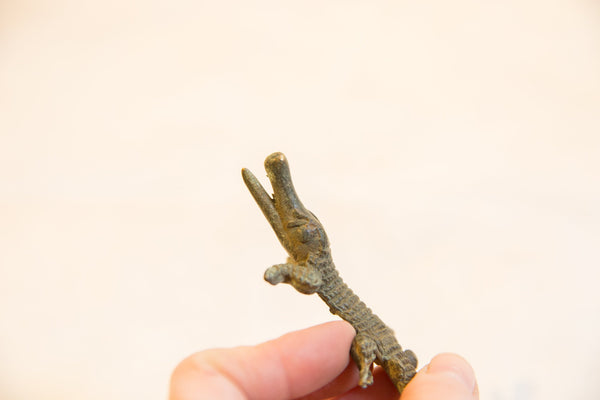 Vintage African Dark Oxidized Bronze Crocodile // ONH Item ab00693 Image 2