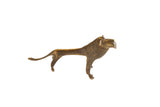 Vintage African dark bronze lion sculpture, handmade with textured finish.