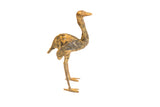 Vintage African bronze ostrich sculpture with a light, mottled patina.