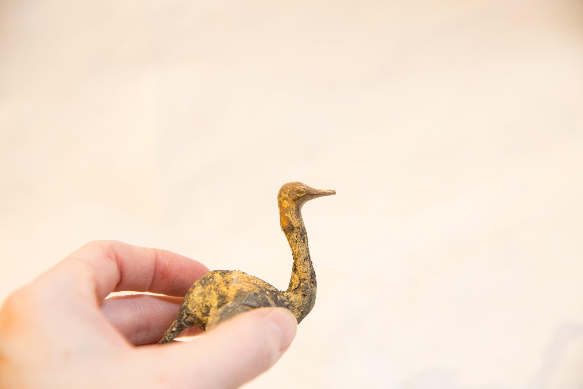 Vintage African Light Patina Bronze Ostrich // ONH Item ab00695 Image 1