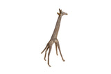 Vintage African dark patina bronze giraffe sculpture with a unique handmade texture.