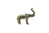 Vintage African bronze elephant sculpture, trunk up, with rich aged patina, 1x2 inch.