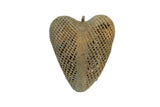Collectible vintage African bronze mesh heart with a time-softened patina.