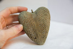Vintage African Oxidized Bronze Hanging Mesh Design Heart // ONH Item ab00728 Image 1