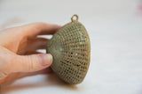 Vintage African bronze hanging mesh, handmade with weathered patina and top loop.