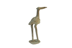 Vintage African Large Oxidized Bronze Stork Eating Fish // ONH Item ab00735