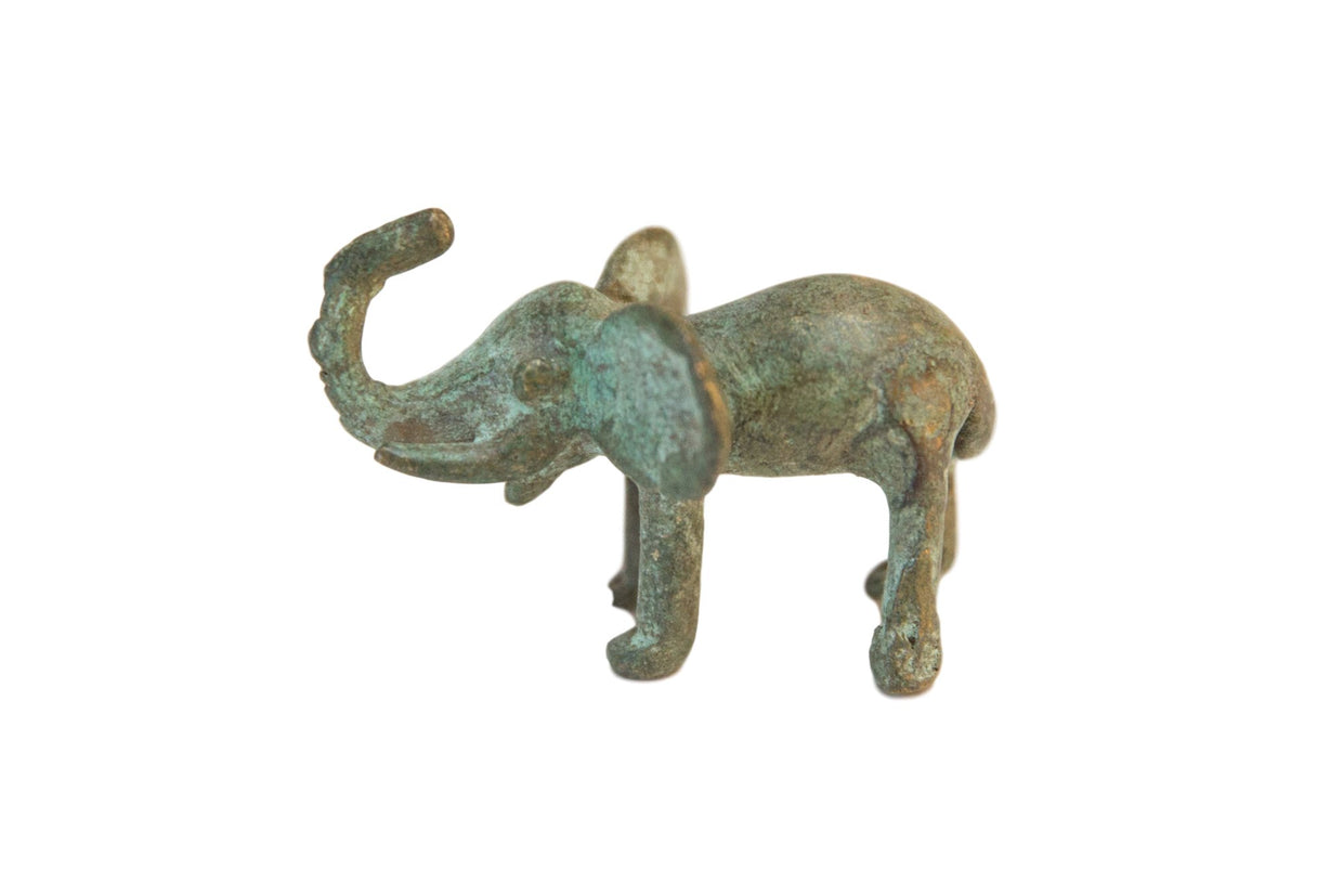 Vintage African Oxidized Bronze Elephant Trunk Up // ONH Item ab00737