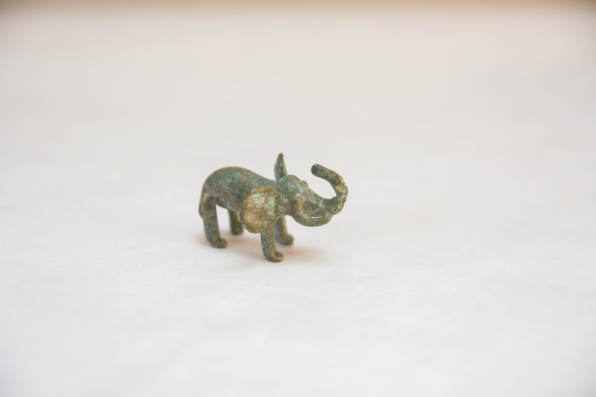 Vintage African Oxidized Bronze Elephant Trunk Up // ONH Item ab00737 Image 1