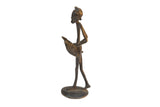 Vintage African bronze warrior statue, handmade, with rich patina.