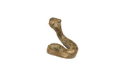 Vintage African spotted small snake sculpture, handmade with aged bronze patina.