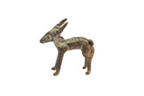 Vintage mid-century African handmade dark bronze impala sculpture with patina.
