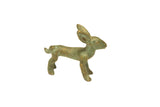 Vintage African bronze hare sculpture with a distinctive oxidized green patina.