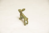A view from behind the vintage African hare showing its simple form and oxidized patina.