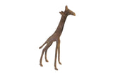 Vintage African bronze giraffe sculpture with a slender form and a textured, speckled patina.