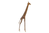 Vintage handmade African bronze giraffe sculpture with light patina and textured surface, 12 inches.
