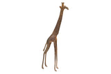 Vintage handmade African bronze giraffe sculpture, aged with a light patina.