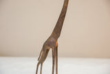 Upper body and slender neck of a vintage African bronze giraffe, with light patina.