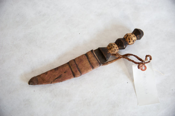 Vintage African Cheetah Design Wooden Handle Sheathed Dagger // ONH Item ab00779 Image 1