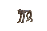 Vintage African dark bronze monkey figurine, a collectible Ashanti gold weight with a smooth back.